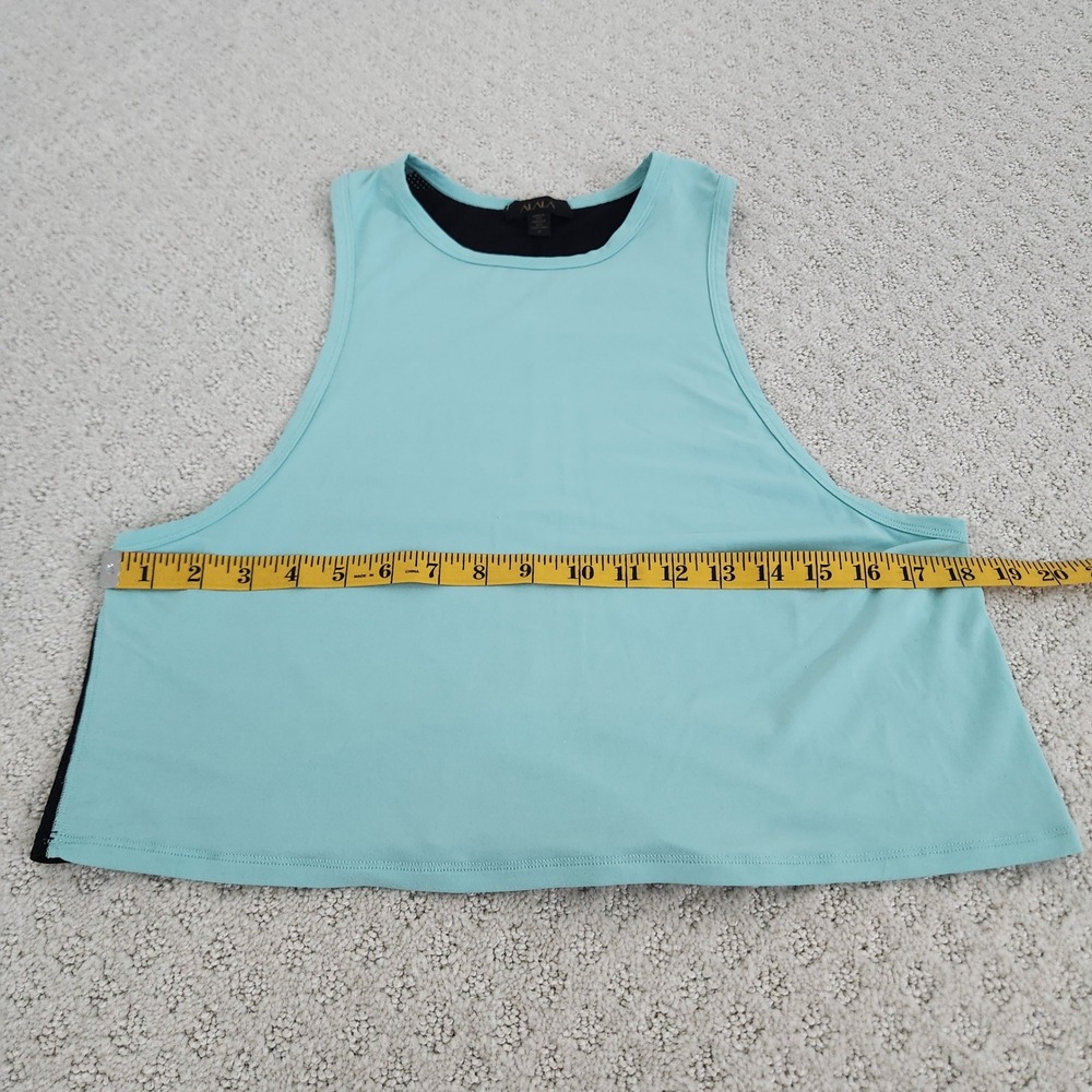 Womens Activewear Mesh Back Tie Crop Tank Top Aqua Blue Black size Small - Picture 4 of 9